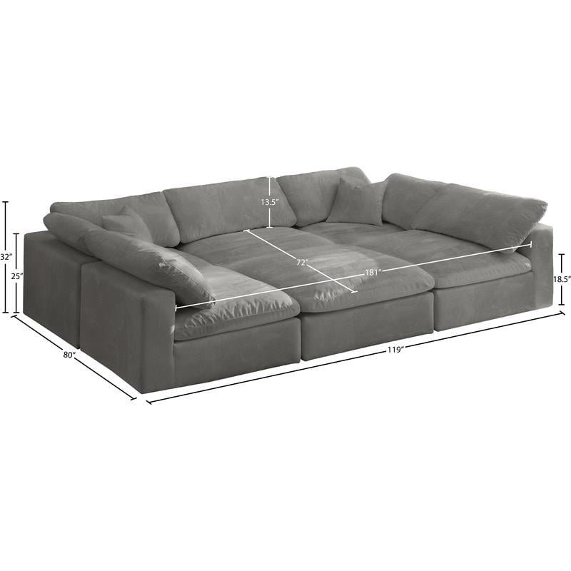Meridian Furniture Cozy Gray Velvet Modular Sectional