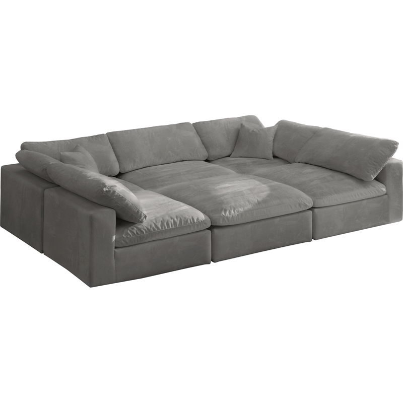 Meridian Furniture Cozy Gray Velvet Modular Sectional