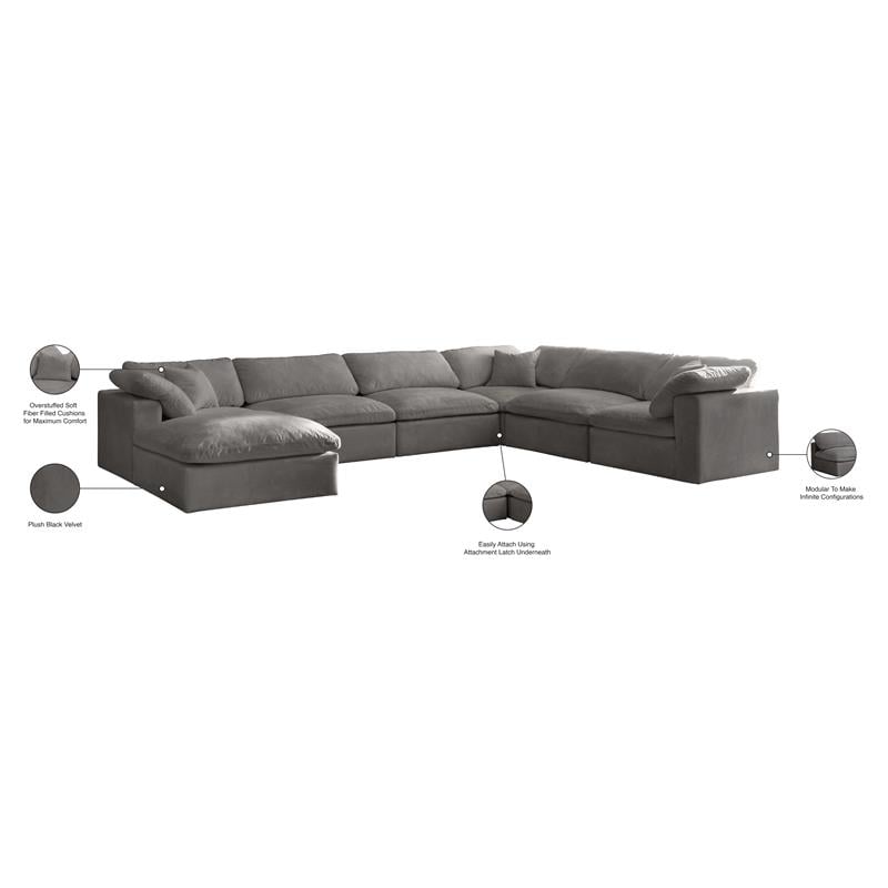 Meridian Furniture Cozy Gray Velvet Modular Sectional