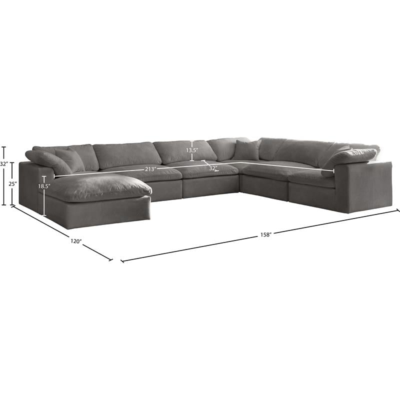 Meridian Furniture Cozy Gray Velvet Modular Sectional