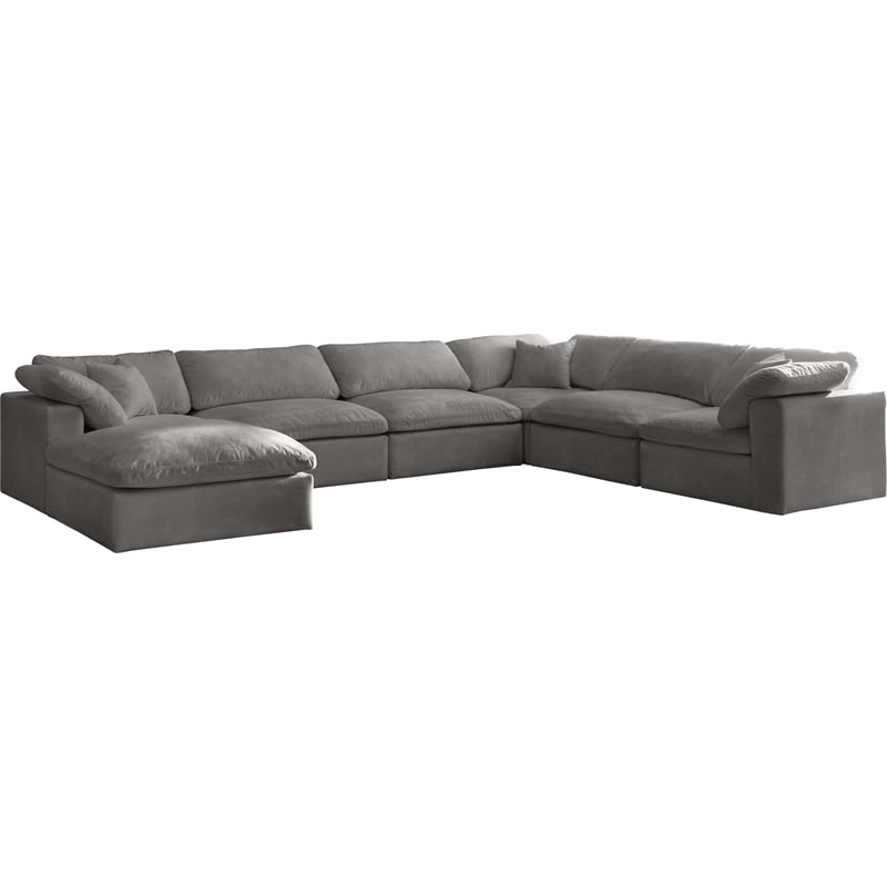 Meridian Furniture Cozy Gray Velvet Modular Sectional