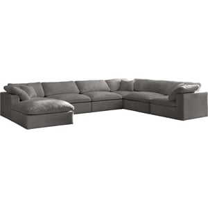 meridian furniture cozy gray velvet modular sectional