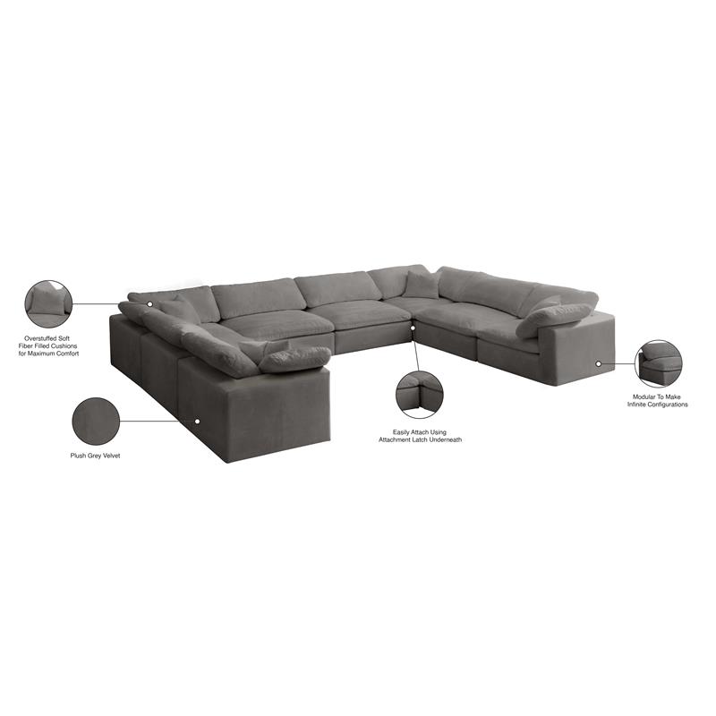 Meridian Furniture Cozy Gray Velvet Modular Sectional