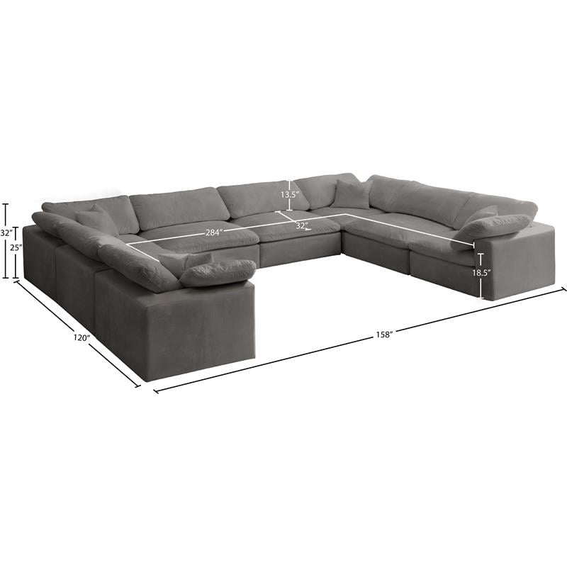 Meridian Furniture Cozy Gray Velvet Modular Sectional