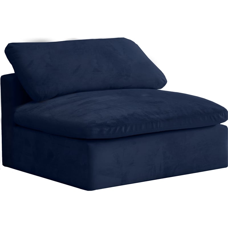 Meridian Furniture Cozy Navy Velvet Modular Armless Chair