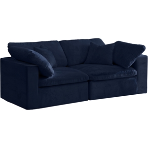 Meridian Furniture Cozy Navy Velvet Modular 2 Piece Loveseat