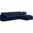 Meridian Furniture Cozy Navy Velvet Overstuffed Modular Sectional