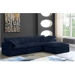 Meridian Furniture Cozy Navy Velvet Overstuffed Modular Sectional