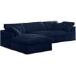 Meridian Furniture Cozy Navy Velvet Overstuffed Modular Sectional