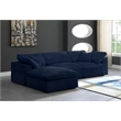 Meridian Furniture Cozy Navy Velvet Overstuffed Modular Sectional
