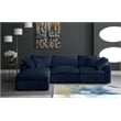 Meridian Furniture Cozy Navy Velvet Overstuffed Modular Sectional