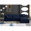 Meridian Furniture Cozy Navy Velvet Overstuffed Modular Sectional
