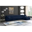 Meridian Furniture Cozy Navy Velvet Overstuffed Modular Sectional
