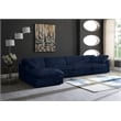 Meridian Furniture Cozy Navy Velvet Overstuffed Modular Sectional