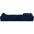 Meridian Furniture Cozy Navy Velvet Overstuffed Modular Sectional