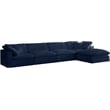 Meridian Furniture Cozy Navy Velvet Overstuffed Modular Sectional