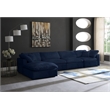 Meridian Furniture Cozy Navy Velvet Overstuffed Modular Sectional