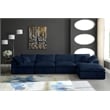 Meridian Furniture Cozy Navy Velvet Overstuffed Modular Sectional