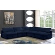 Meridian Furniture Cozy Navy Velvet Overstuffed Modular Sectional