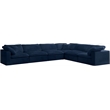 Meridian Furniture Cozy Navy Velvet Overstuffed Modular Sectional
