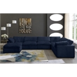Meridian Furniture Cozy Navy Velvet Overstuffed Modular Sectional