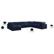 Meridian Furniture Cozy Navy Velvet Overstuffed Modular Sectional