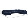 Meridian Furniture Cozy Navy Velvet Overstuffed Modular Sectional