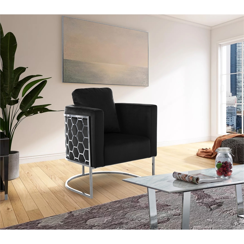 Meridian Furniture Casa Black Velvet Upholstereded Chair