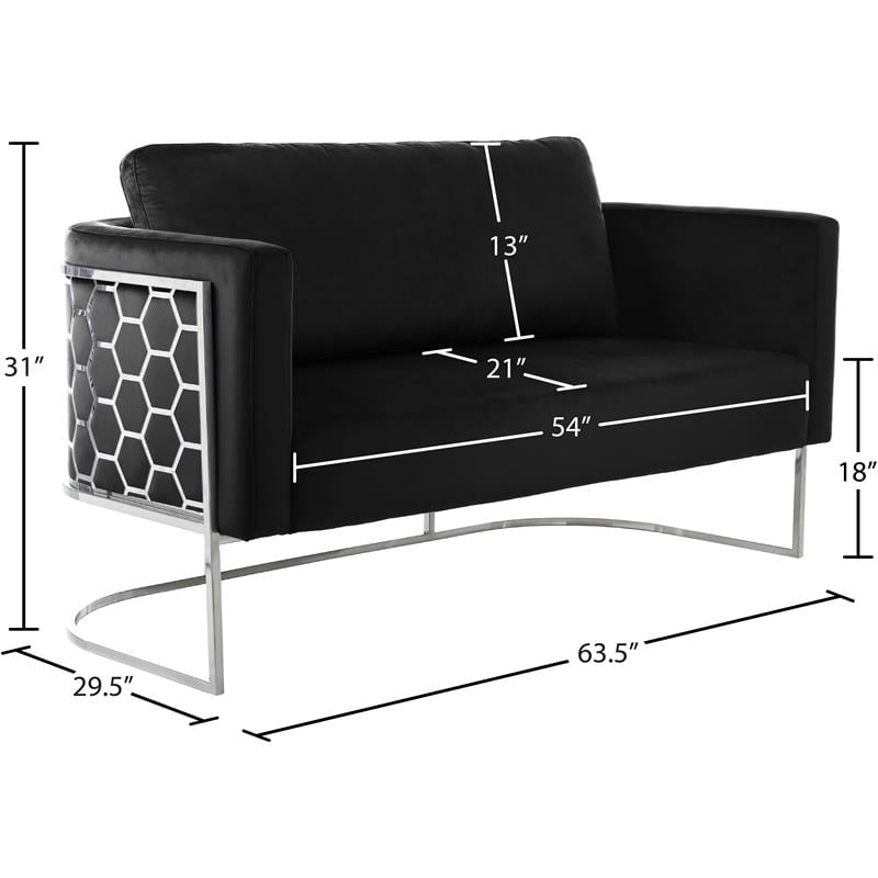 Meridian Furniture Casa Black Velvet Upholstereded Loveseat