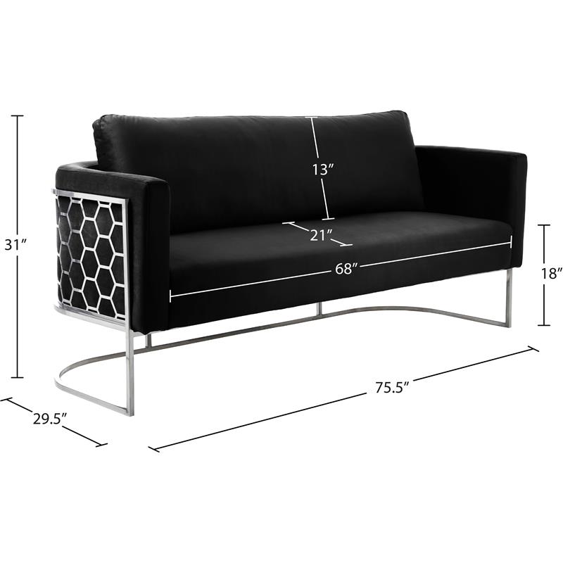 Meridian Furniture Casa Black Velvet Upholstereded Sofa