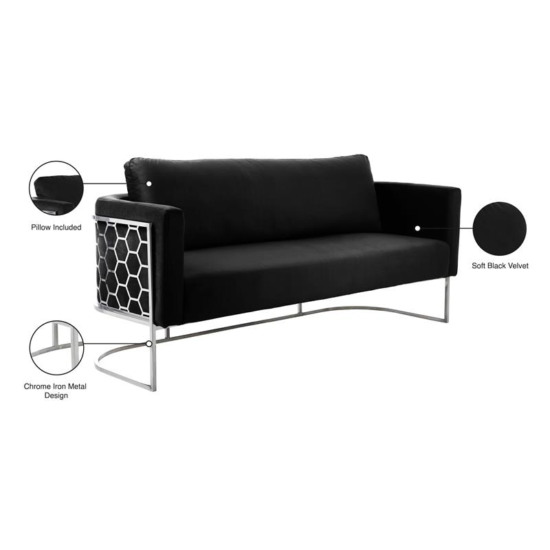 Meridian Furniture Casa Black Velvet Upholstereded Sofa