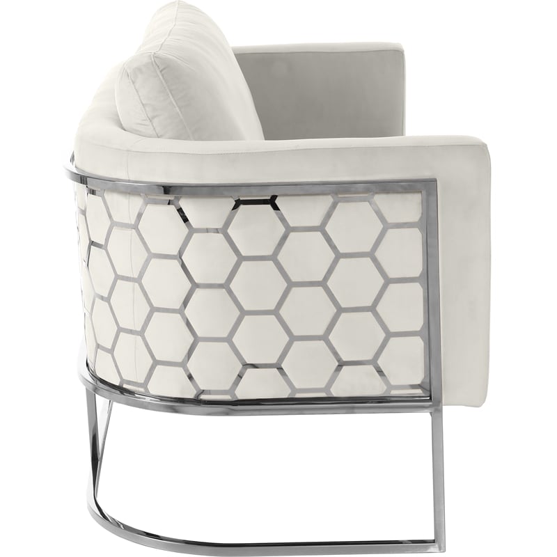 Meridian Furniture Casa Cream Velvet Upholstereded Loveseat