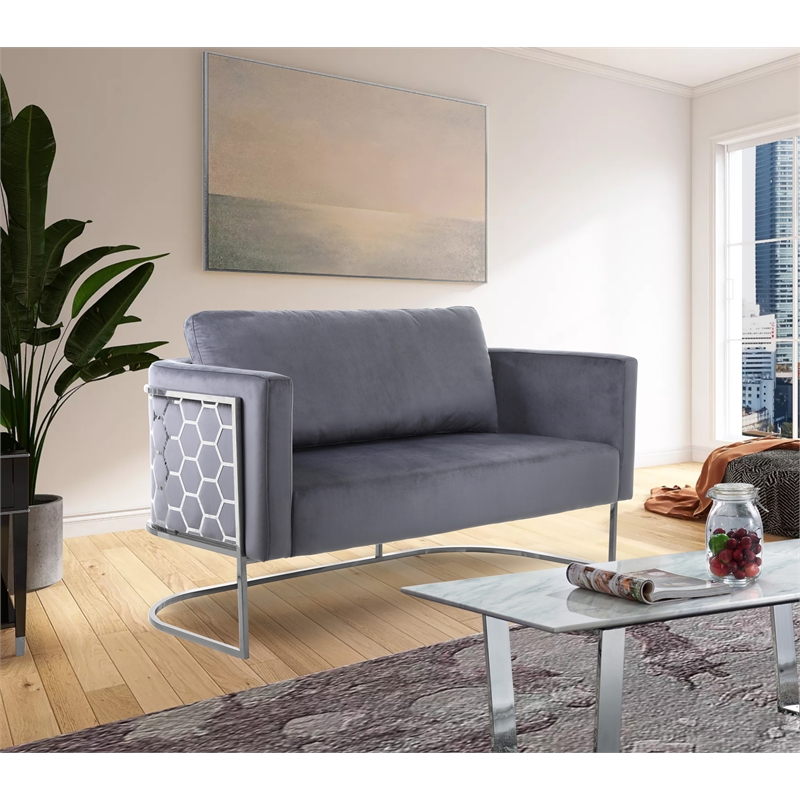 Meridian Furniture Casa Gray Velvet Upholstereded Loveseat