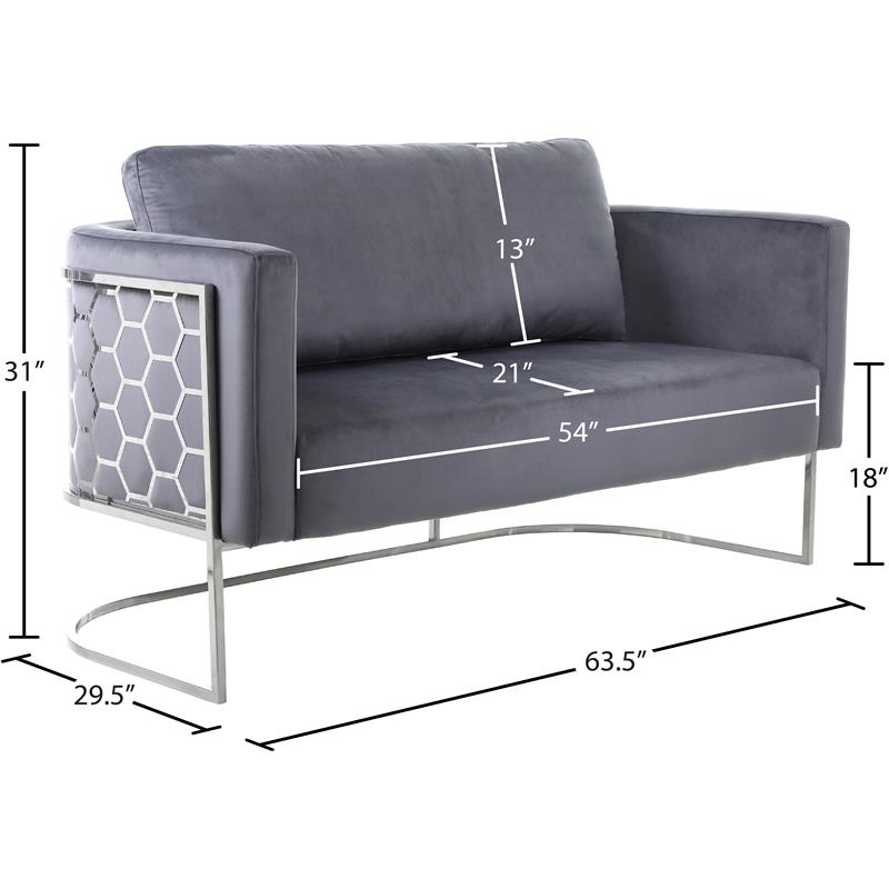 Meridian Furniture Casa Gray Velvet Upholstereded Loveseat