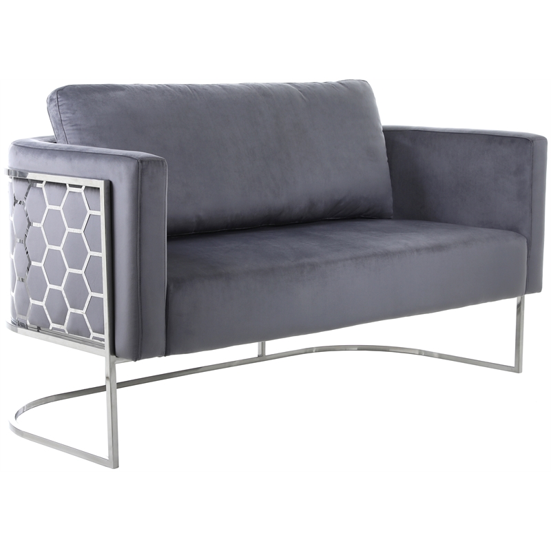 Meridian Furniture Casa Gray Velvet Upholstereded Loveseat