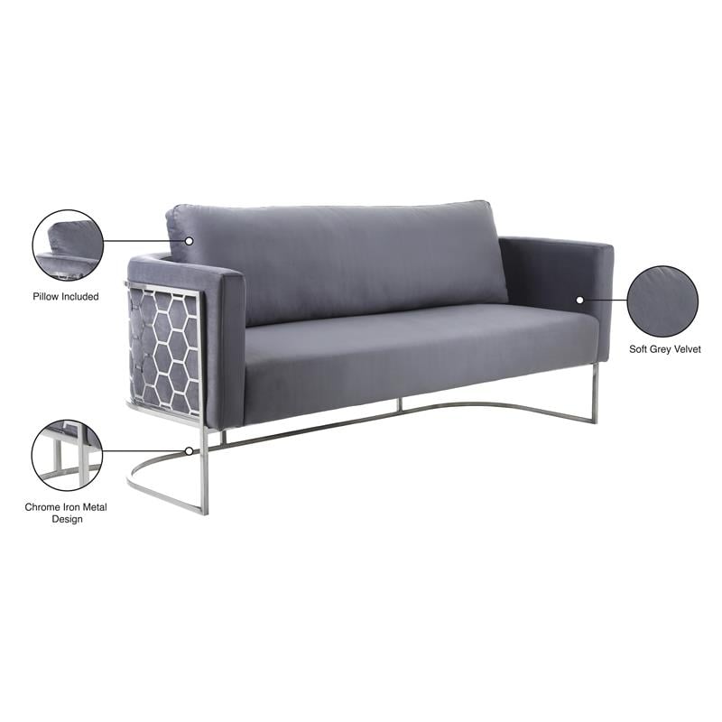 Meridian Furniture Casa Gray Velvet Upholstereded Sofa