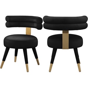 Meridian Furniture Fitzroy Black Velvet Dining Chair (Set of 2)
