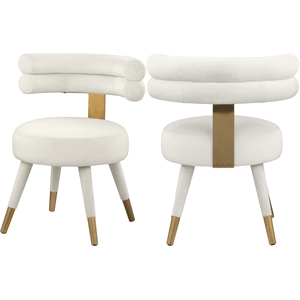 meridian furniture fitzroy cream velvet dining chair (set of 2)