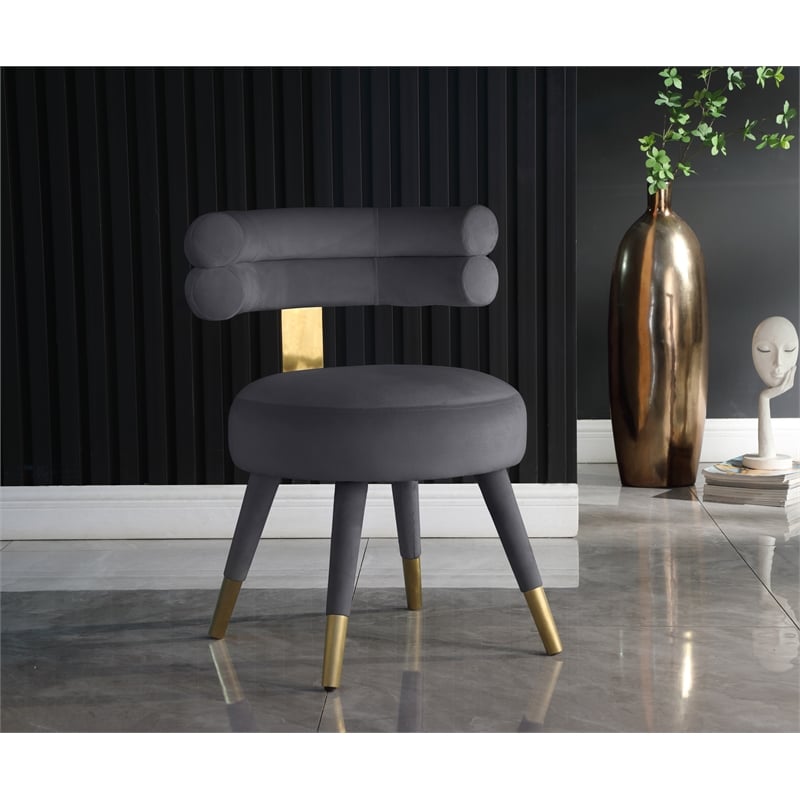 Meridian Furniture Fitzroy Gray Velvet Dining Chair (Set of 2)