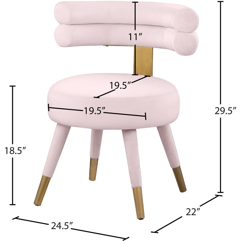Meridian Furniture Fitzroy Pink Velvet Dining Chair (Set of 2)