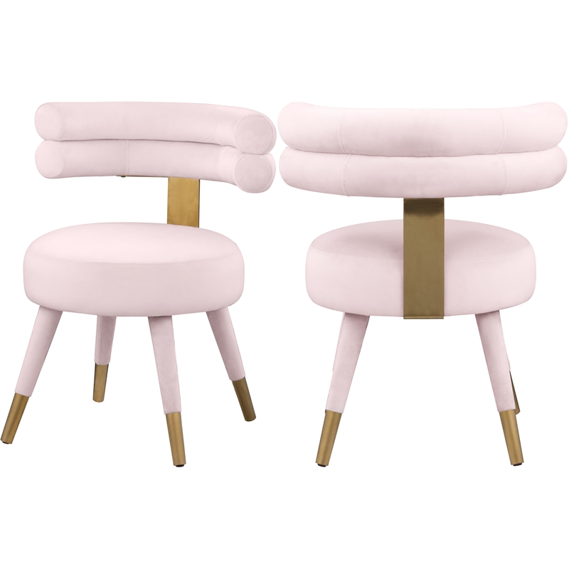 Meridian Furniture Fitzroy Pink Velvet Dining Chair (Set of 2)
