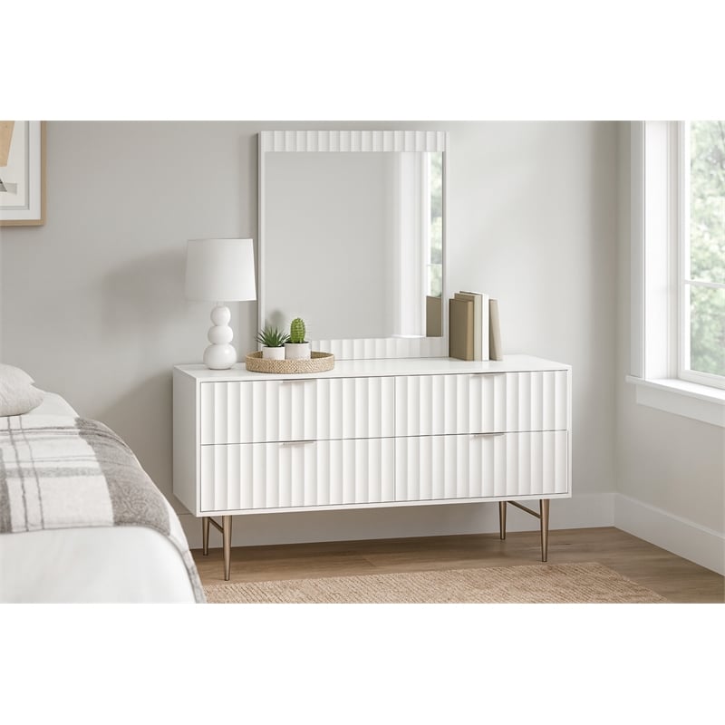 Meridian Furniture Modernist White Medium Gloss Finished Mirror