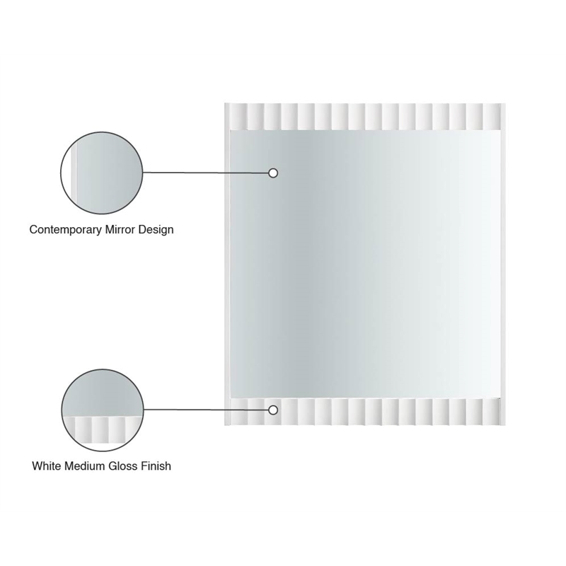 Meridian Furniture Modernist White Medium Gloss Finished Mirror