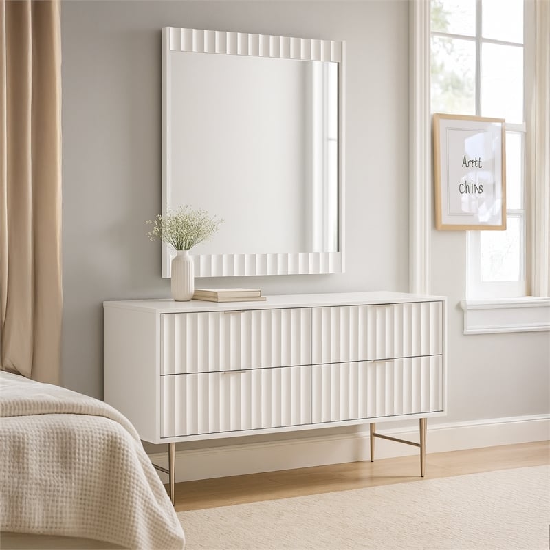 Meridian Furniture Modernist White Medium Gloss Finished Mirror