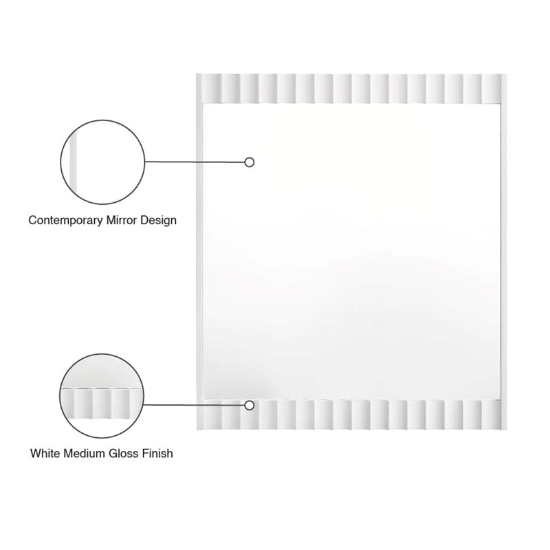 Meridian Furniture Modernist White Medium Gloss Finished Mirror