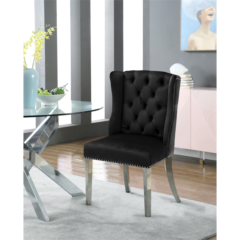Chic Home Tate Velvet Upholstered Dining Chair Grey Set of 2