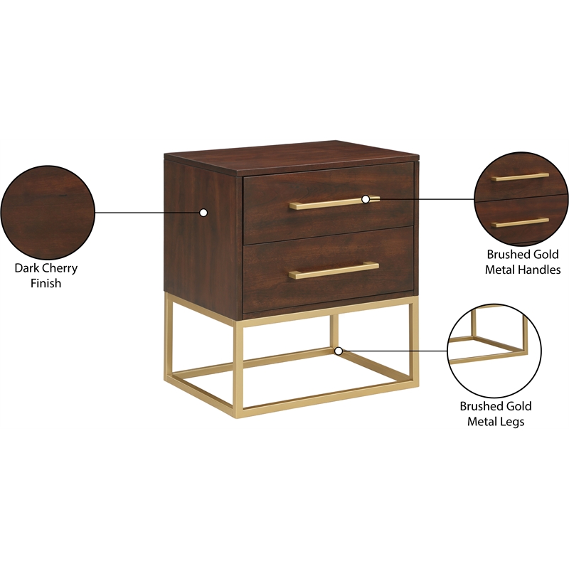 Meridian Furniture Maxine Night Stand in Dark Cherry Finish