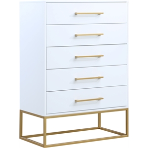 meridian furniture maxine chest in rich white finish