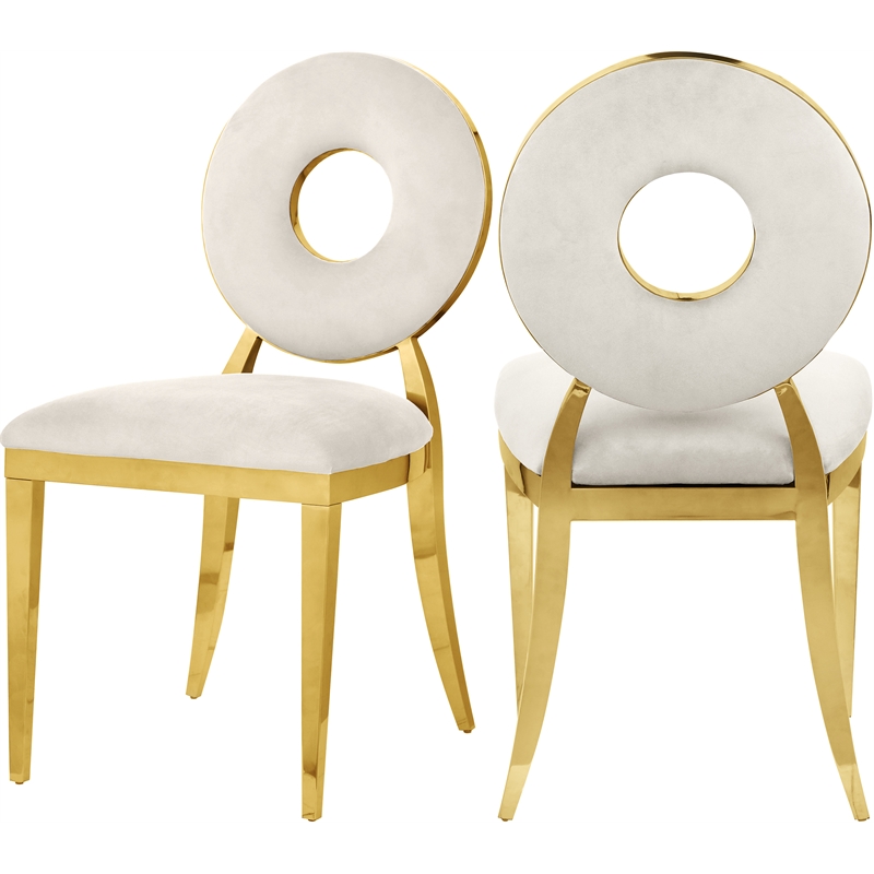 Meridian Furniture Carousel Cream Velvet Dining Chair (Set of 2)