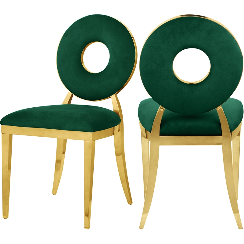 Meridian Furniture Carousel Green Velvet Dining Chair (Set of 2)